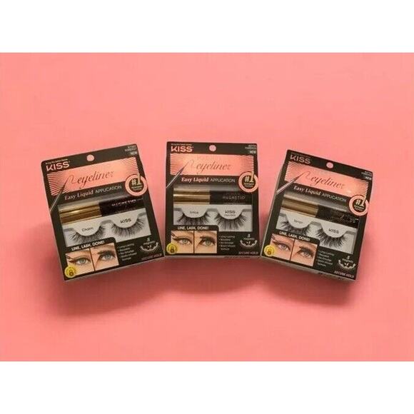 Kiss Other - 3 x KISS Magnetic Liner & Lashes Kit ENTICE • TEMPT • CHARM ~ Reusable ~ NIB